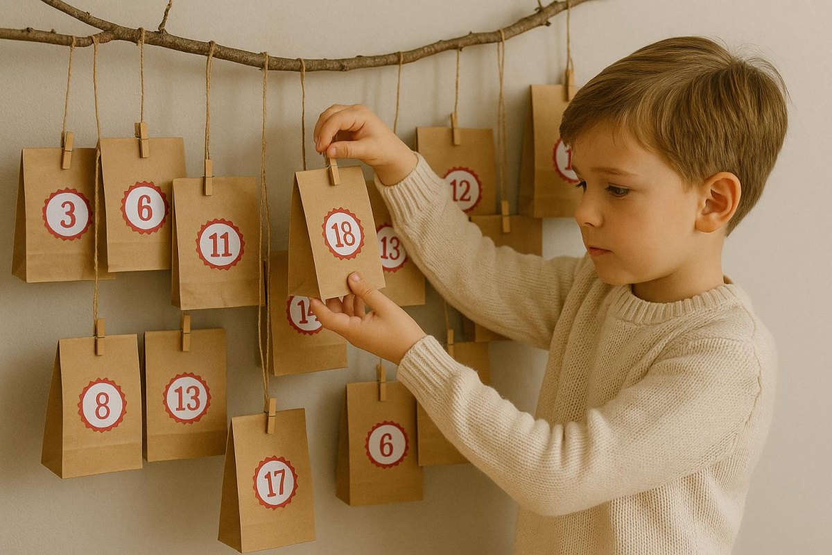 Kinder basteln Adventskalender zuhause