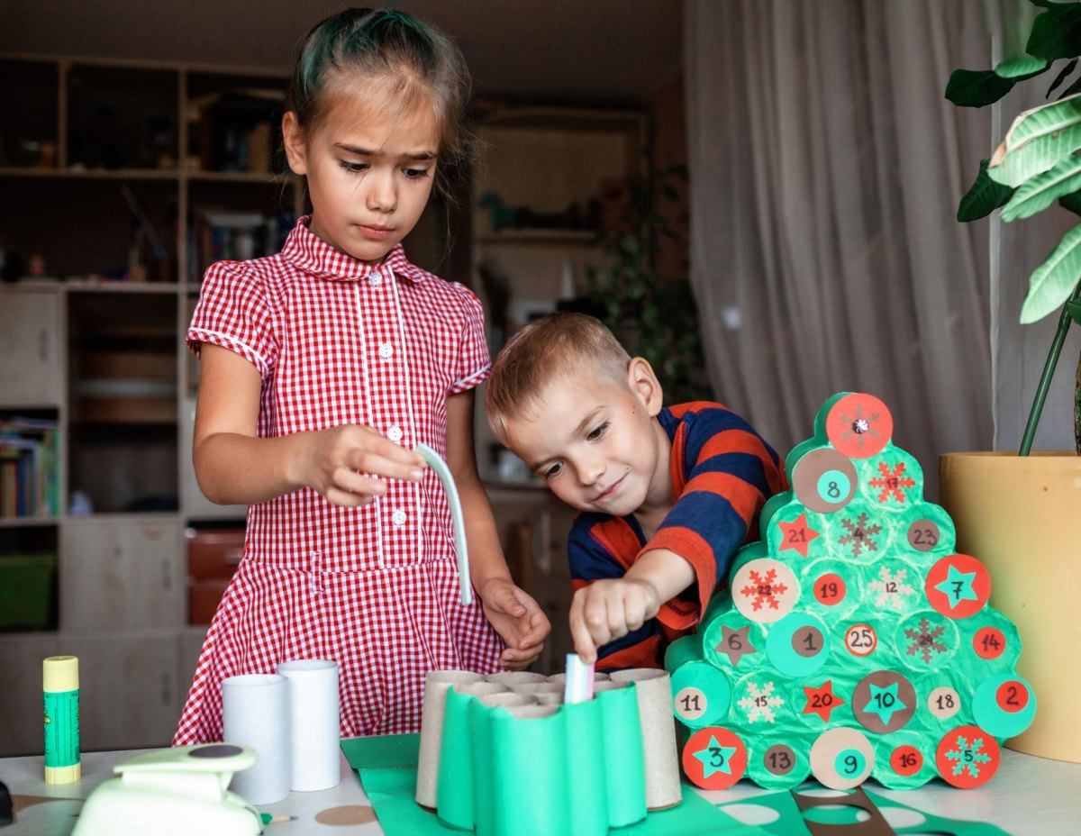 Adventskalender basteln Kinder Weihnachten
