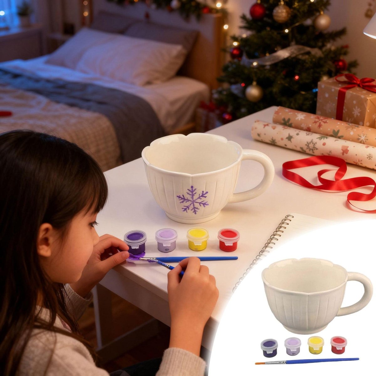 Kinder bemalen Tassen Weihnachtsgeschenk
