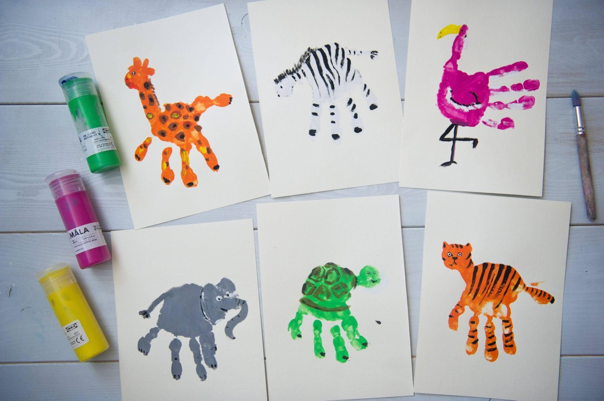 Handabdruck Tierbilder Kinder