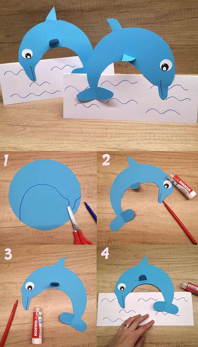Delfin aus Tonpapier für Kinder