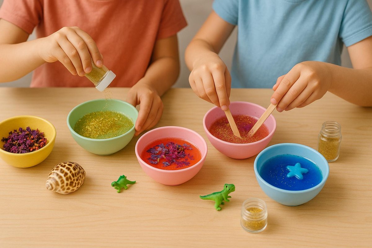 Kinder machen duftende Weihnachtsseifen