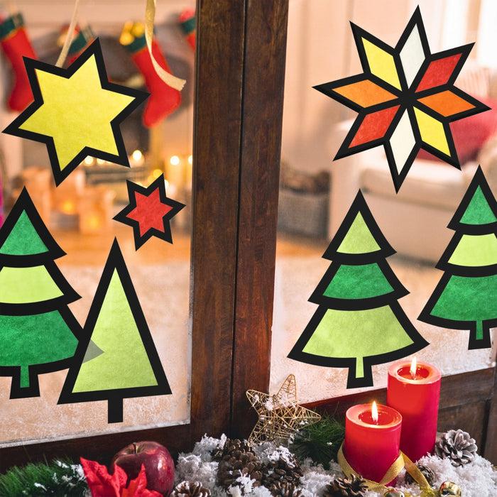 Weihnachtsfensterbilder mit Kindern basteln