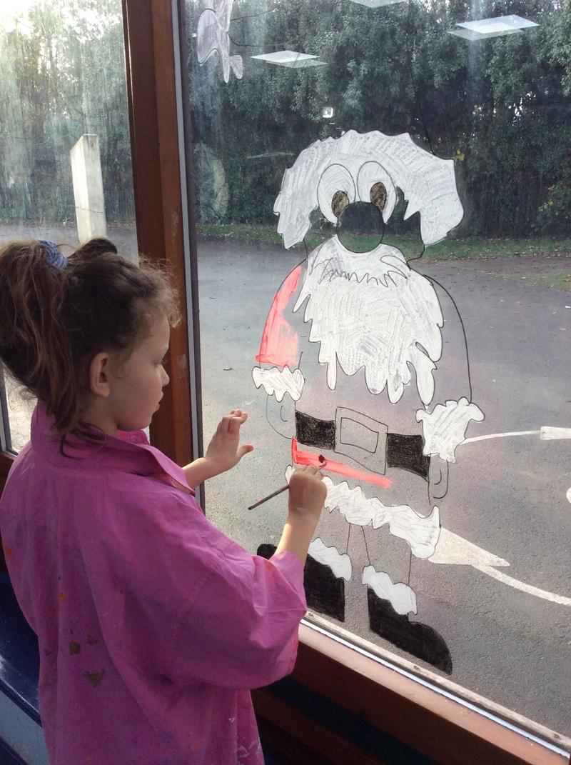Kinder gestalten Weihnachts Fensterbilder