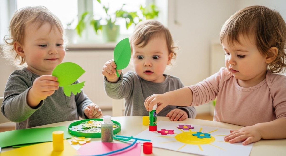 Kleinkinder basteln Frühlingsbilder