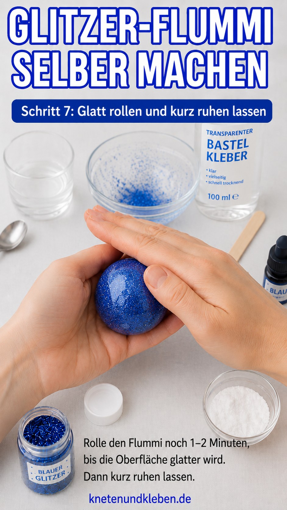 Fast fertiger Glitzer Bouncy Ball wird glattgerollt, bevor er kurz zum Ruhen liegen bleibt