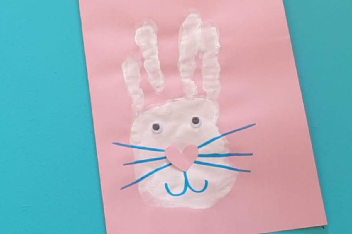 Handabdruck Osterhase Kinder