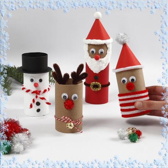 Weihnachtsfiguren aus Klopapierrollen