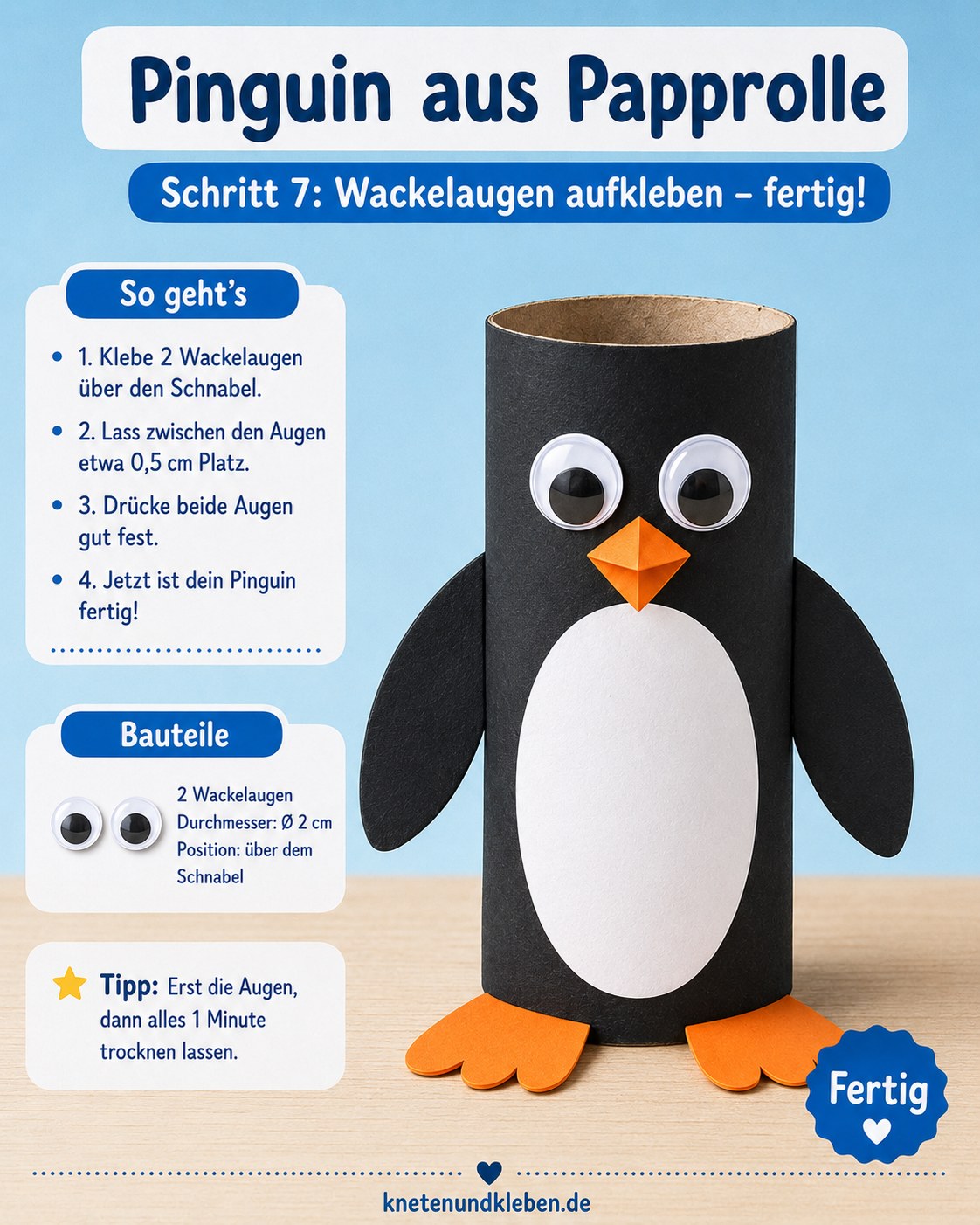 Meerestiere Aus Klopapierrollen Basteln - Der Pinguin