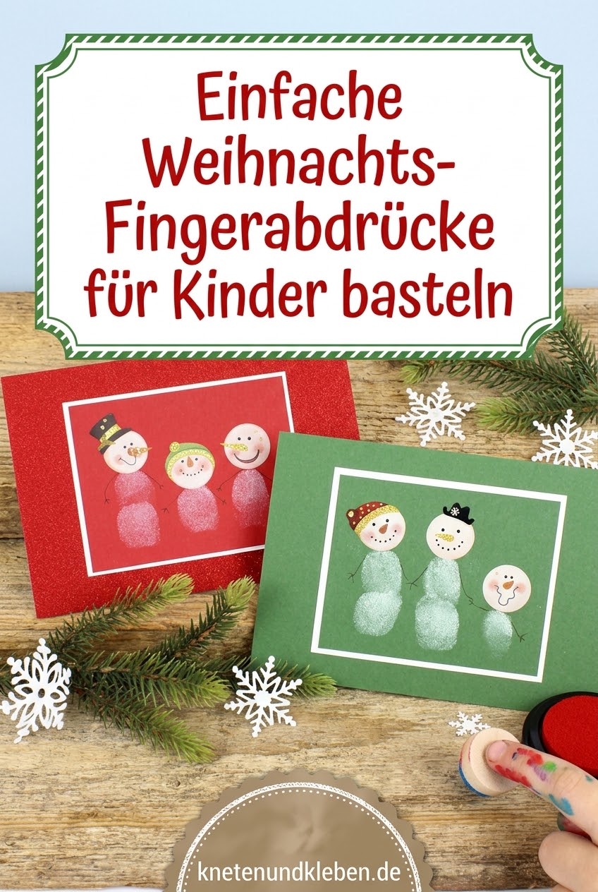Einfache Weihnachts-Fingerabdrücke für Kinder basteln