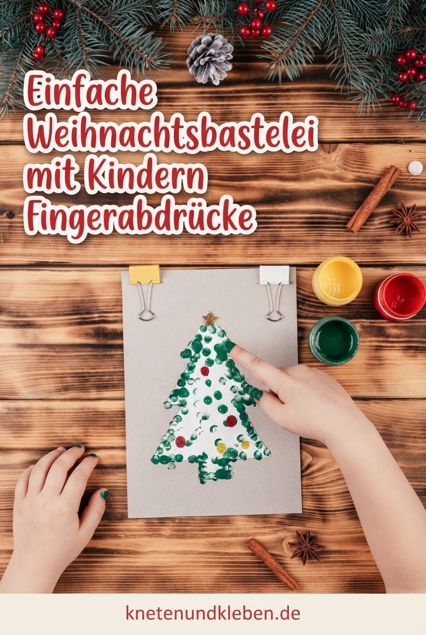 Einfache Weihnachtsbastelei mit Kindern Fingerabdrücke