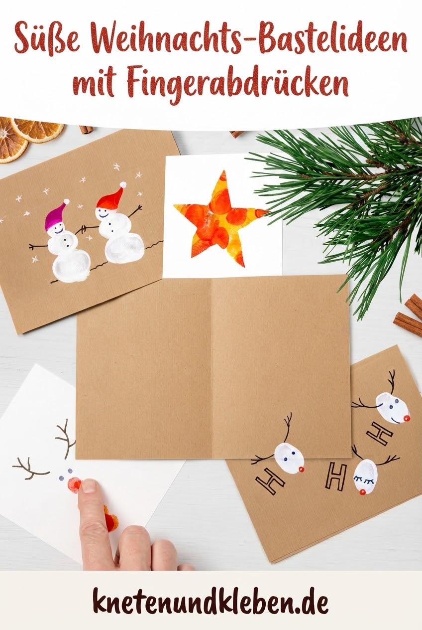 Süße Weihnachts-Bastelideen mit Fingerabdrücken