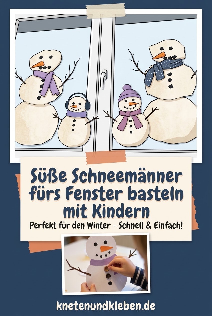 Süße Schneemänner fürs Fenster basteln mit Kindern