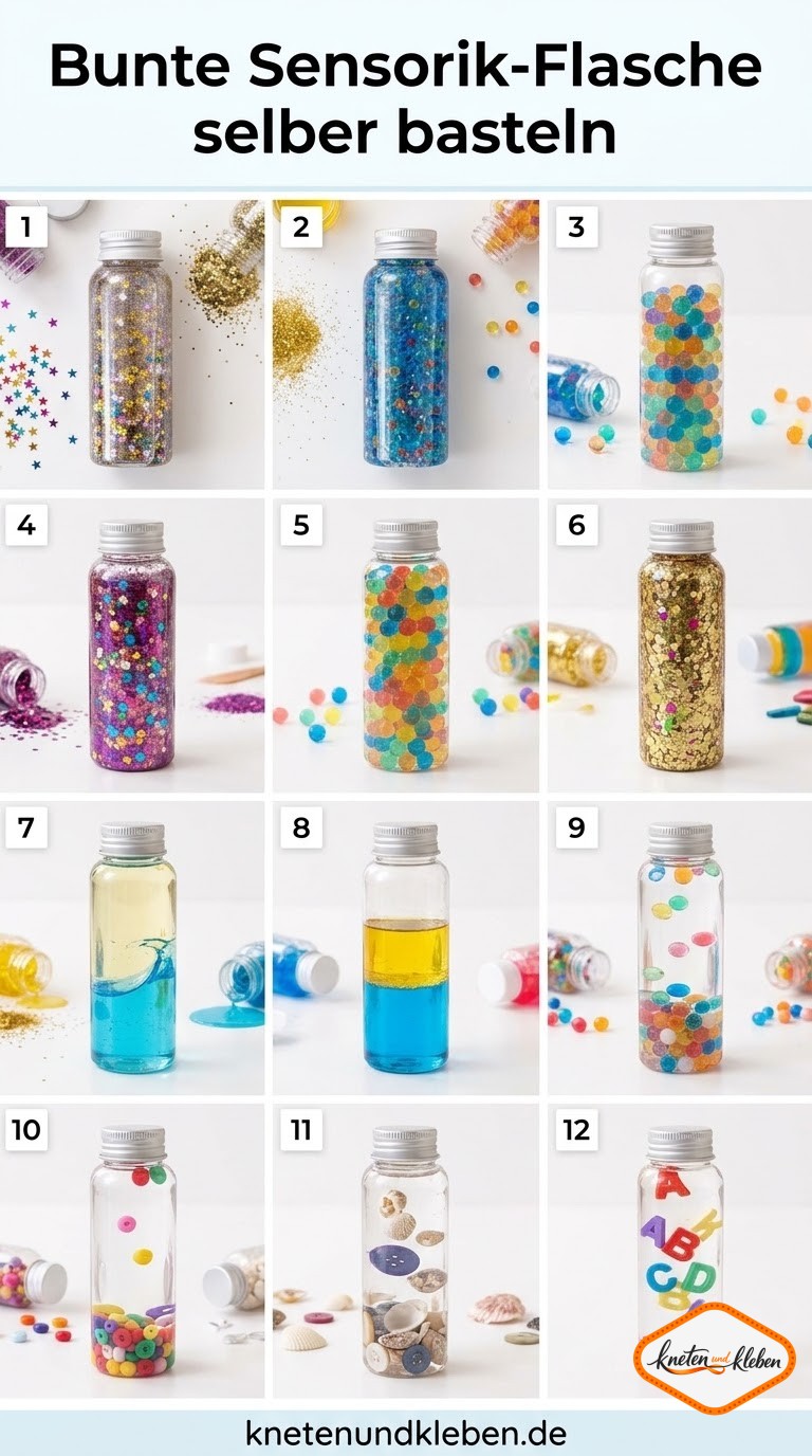 Bunte Sensorik-Flasche selber basteln
