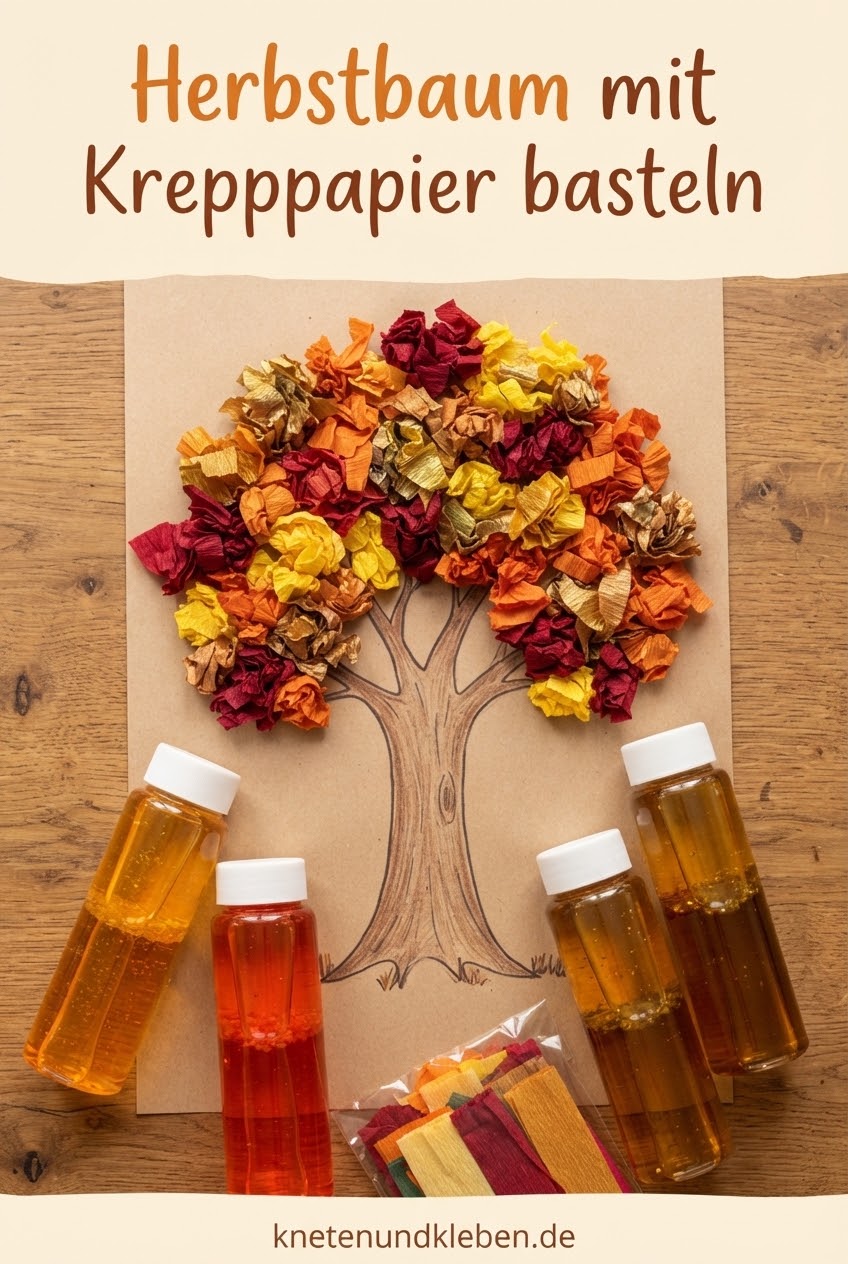 Herbstbaum mit Krepppapier basteln