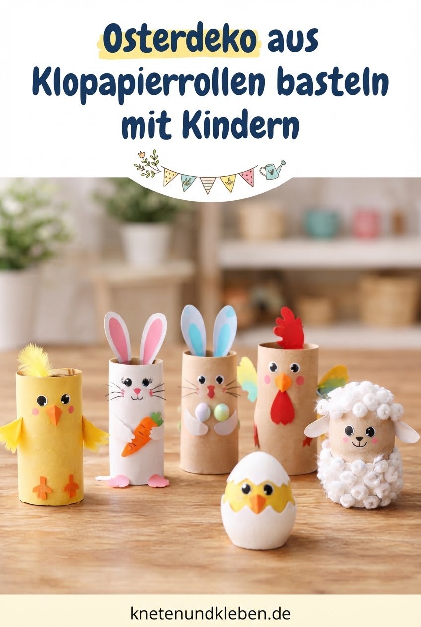 Osterdeko aus Klopapierrollen basteln mit Kindern