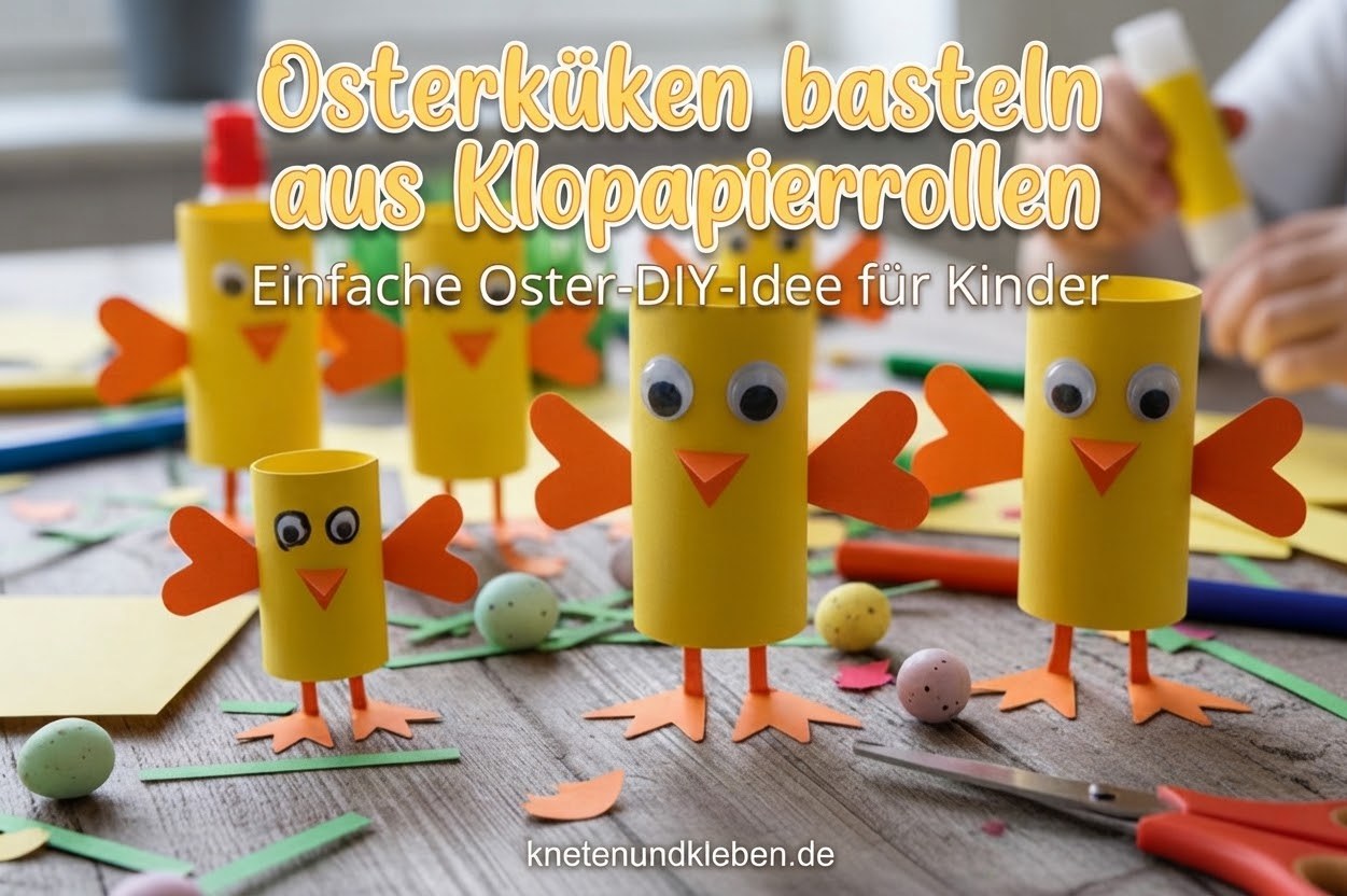 Osterküken basteln aus Klopapierrollen