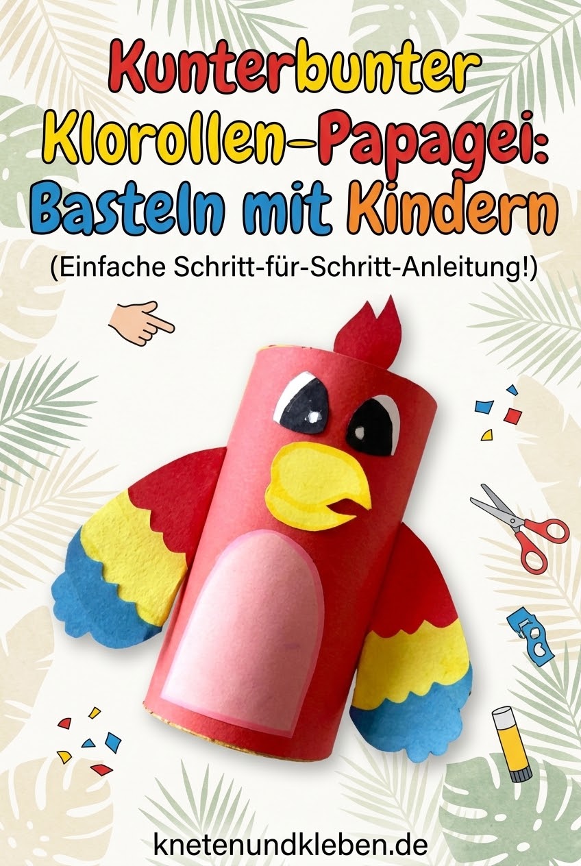 Kunterbunter Klorollen-Papagei: Basteln mit Kindern