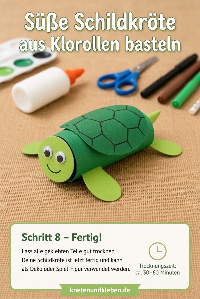 Süße Schildkröte aus Klorollen basteln