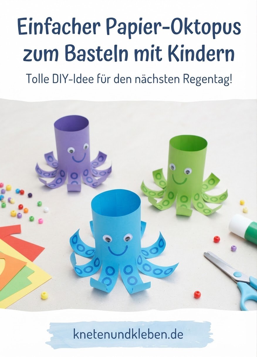 Einfacher Papier-Oktopus zum Basteln mit Kindern