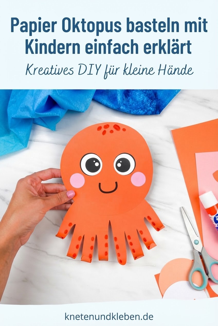 Papier Oktopus basteln mit Kindern einfach erklärt