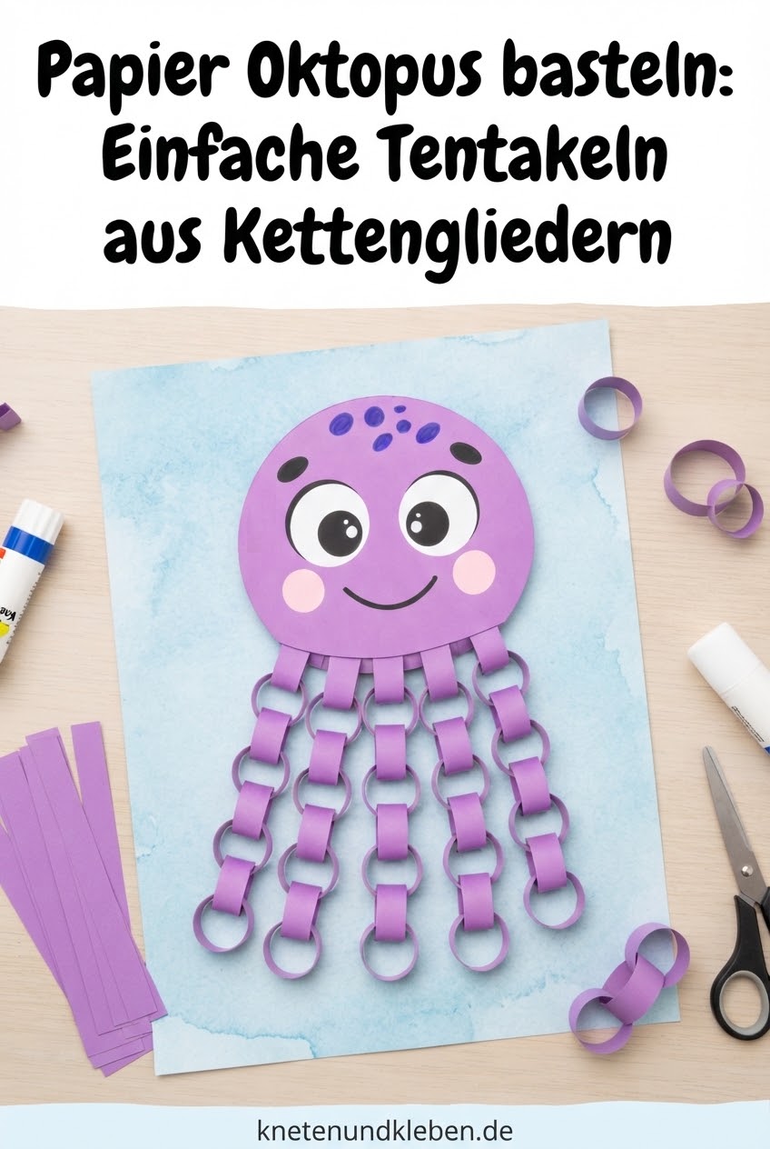 Papier Oktopus basteln: Einfache Tentakeln aus Kettengliedern