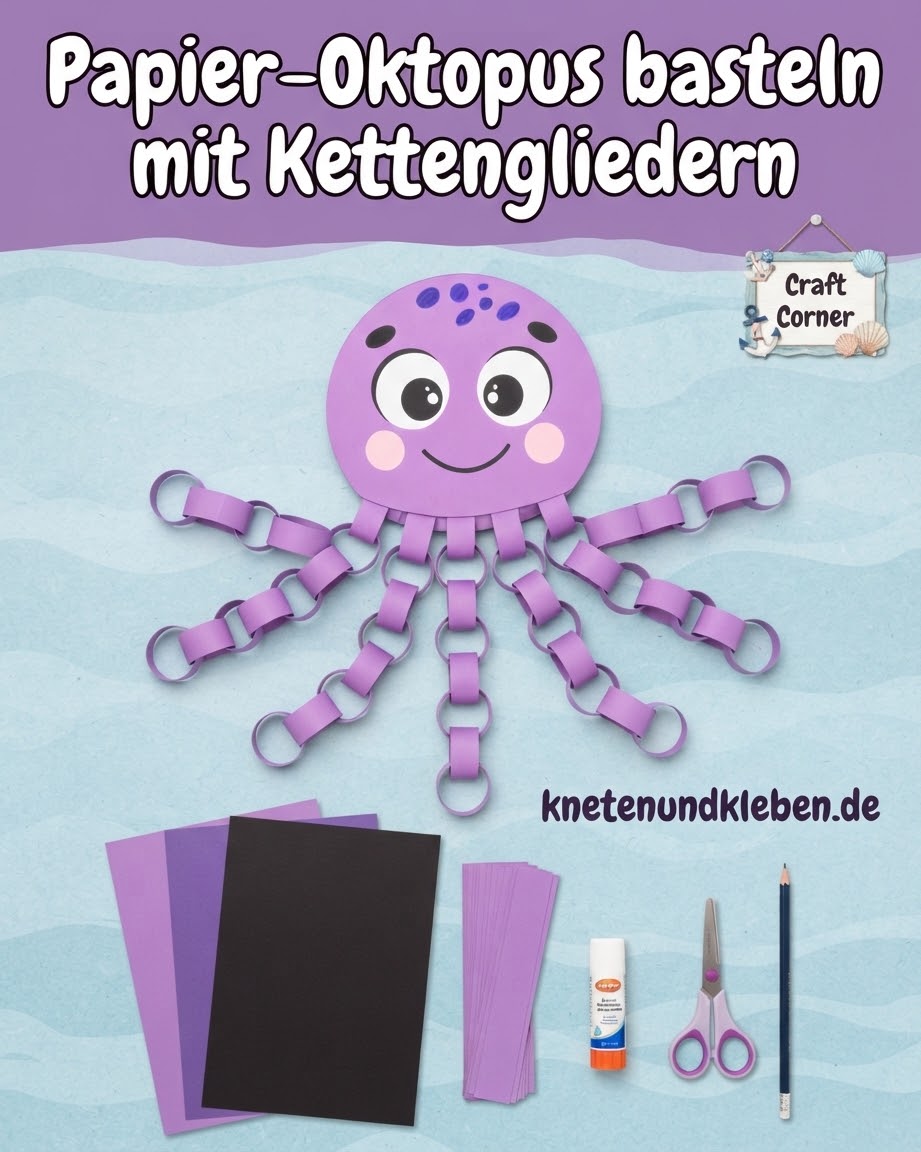 Papier-Oktopus basteln mit Kettengliedern