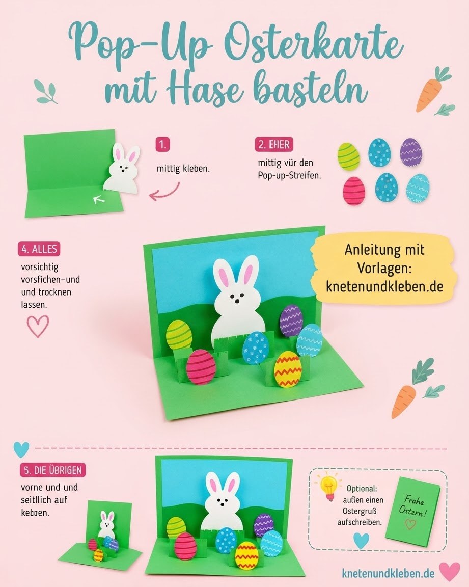 Pop-Up Osterkarte mit Hase basteln