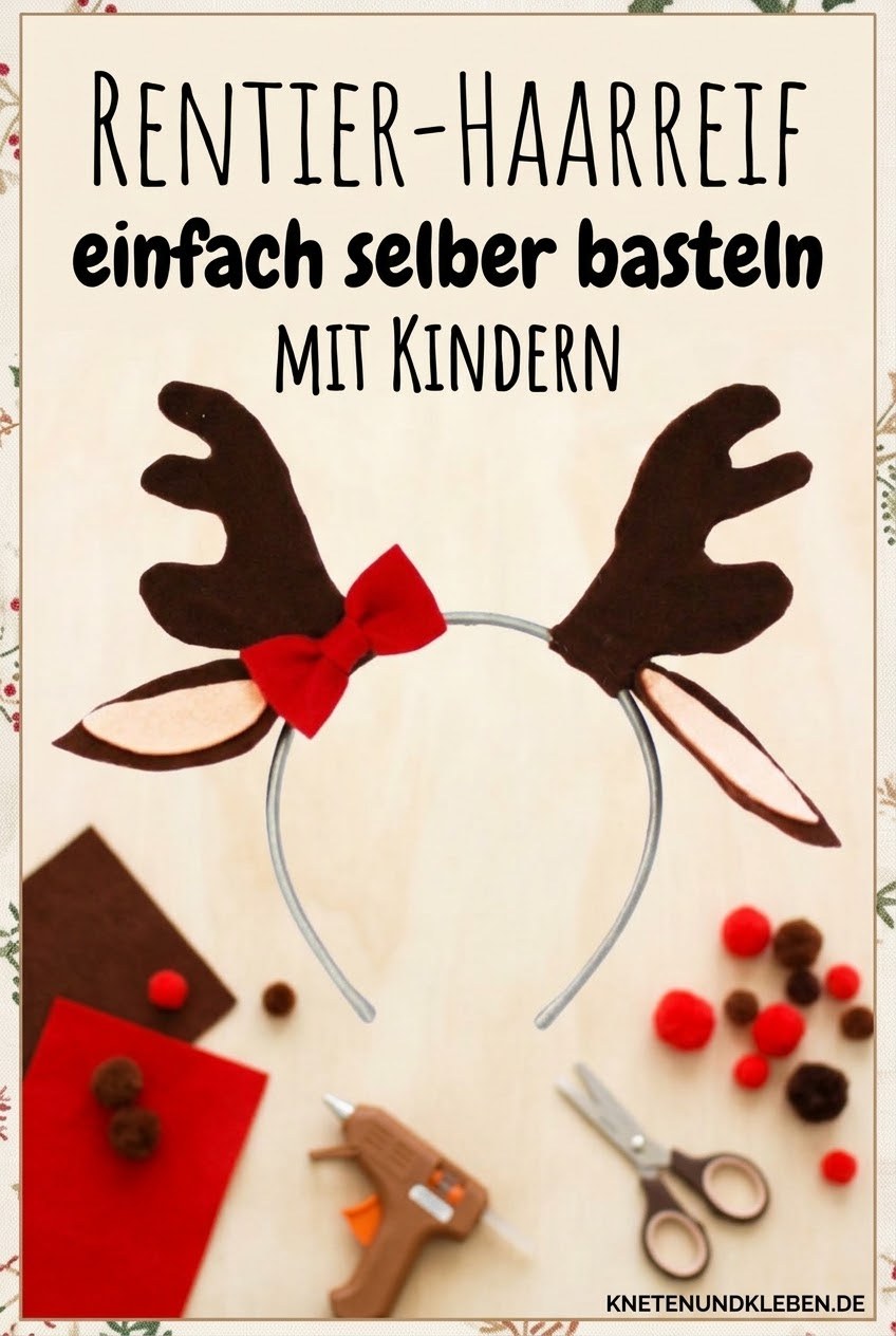 Rentier-Haarreif einfach selber basteln mit Kindern