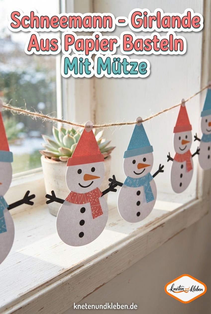 Schneemann - Girlande Aus Papier Basteln Mit Mütze