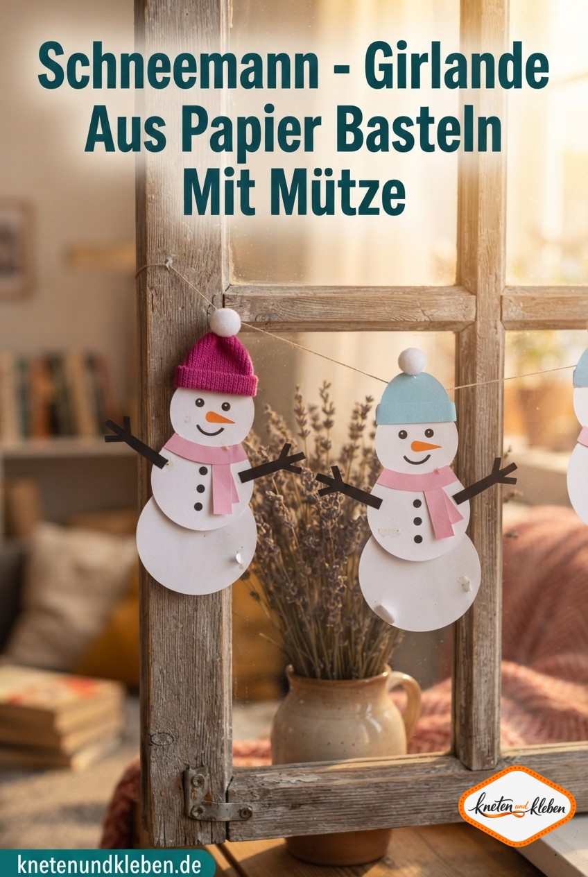 Schneemann - Girlande Aus Papier Basteln Mit Mütze