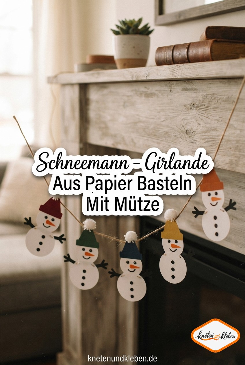 Schneemann - Girlande Aus Papier Basteln Mit Mütze