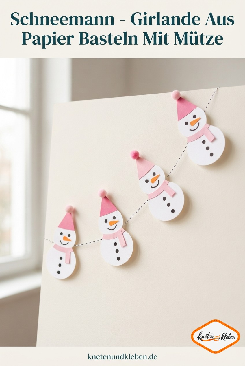 Schneemann - Girlande Aus Papier Basteln Mit Mütze