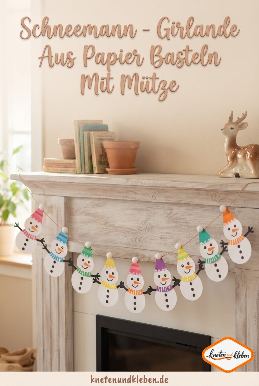Schneemann - Girlande Aus Papier Basteln Mit Mütze