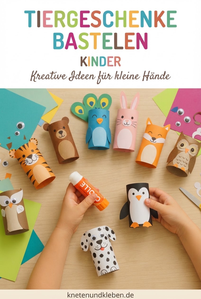 Tiergeschenke basteln Kinder kreative Ideen für kleine Hände