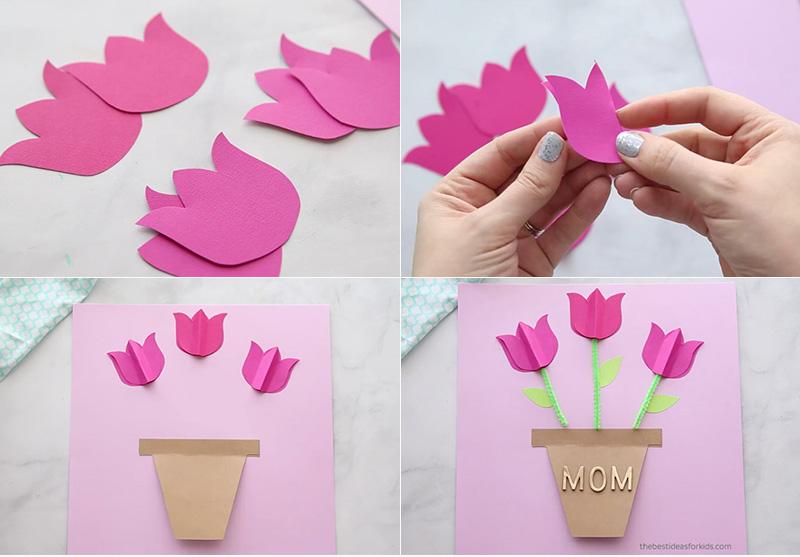 Papierblumen Muttertagsgeschenk Kinder