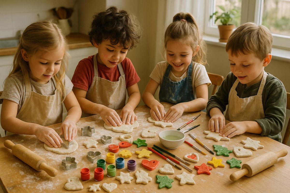 Kinder basteln Salzteig Weihnachtsanhänger