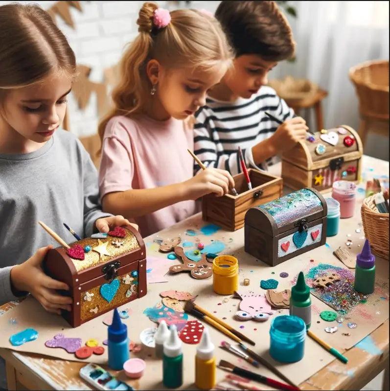 Kinder dekorieren Schatzkiste