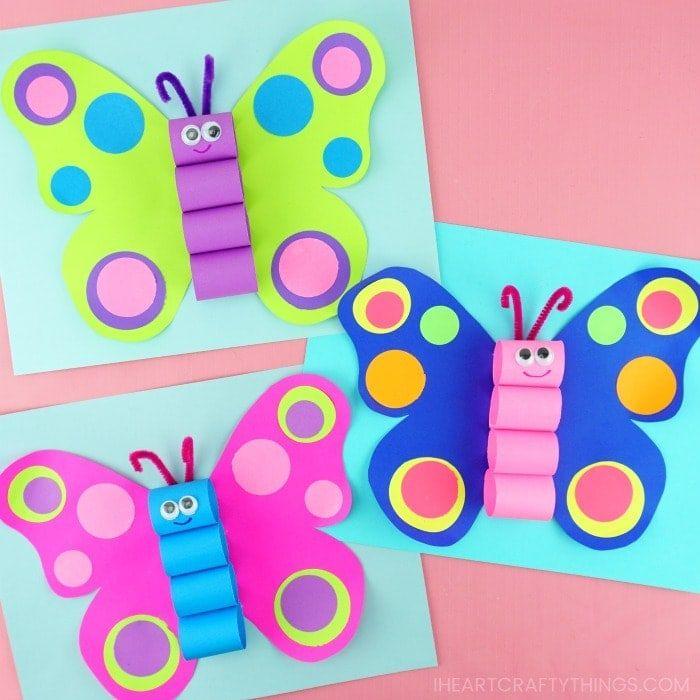 Papier Schmetterlinge Kinder basteln