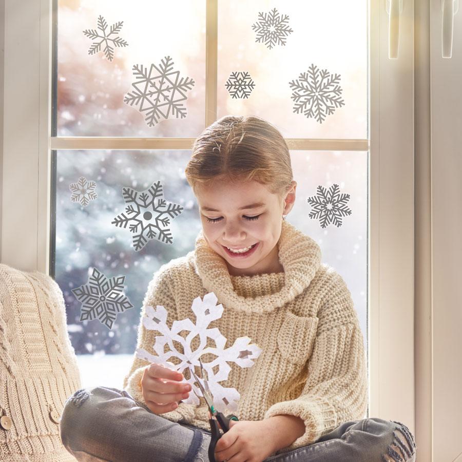 Papier Schneeflocken Kinder Fensterdeko