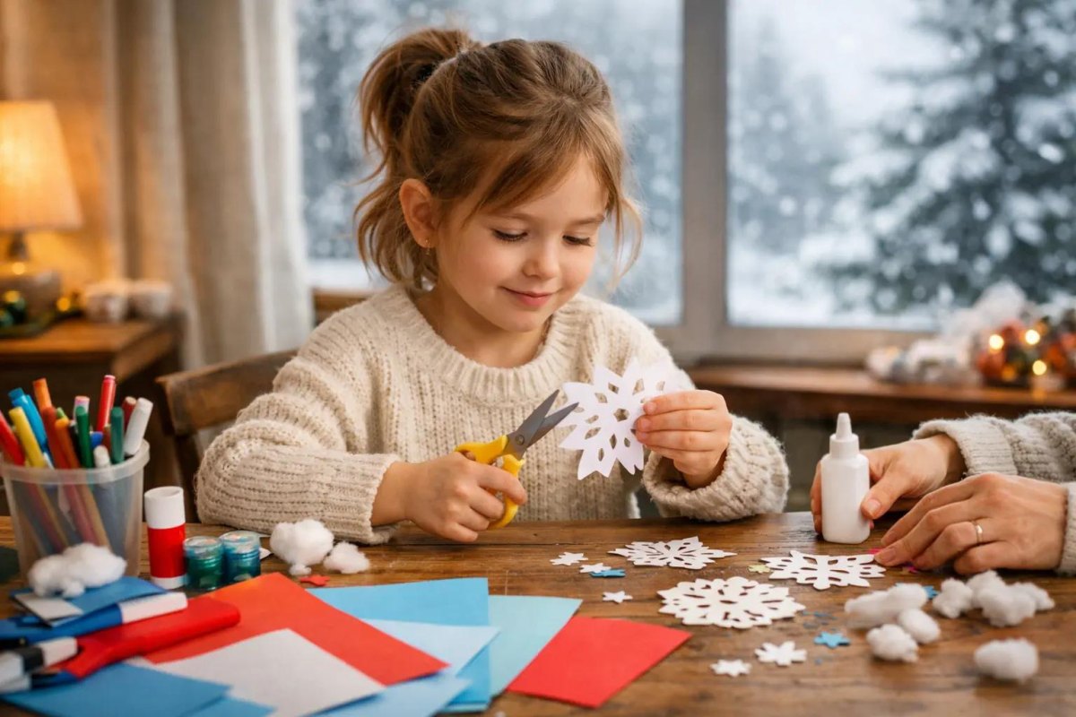 Papier Schneeflocken basteln Kinder