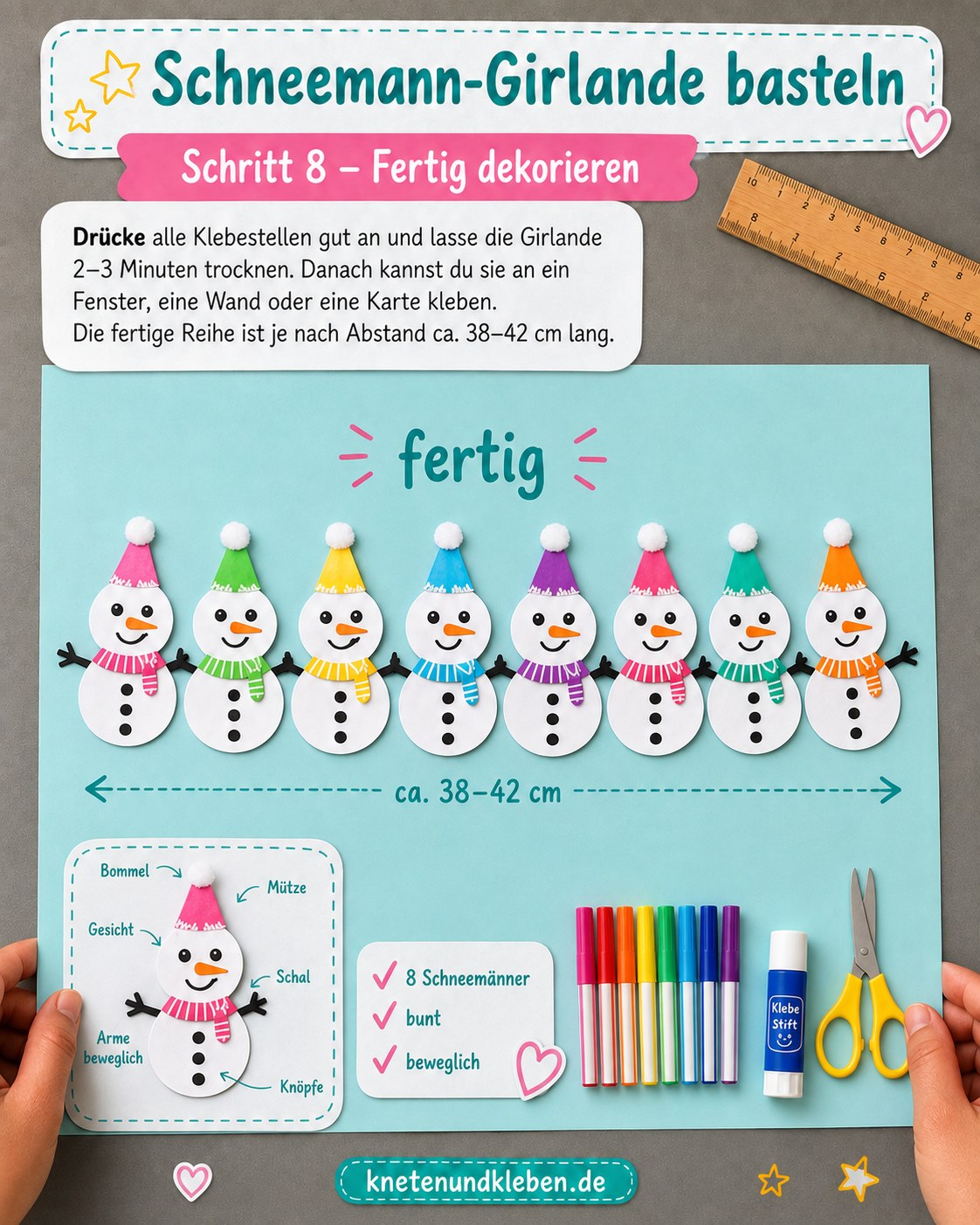 Schneemann - Girlande Aus Papier Basteln Mit Mütze