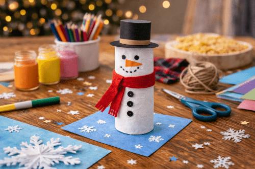 Schneemann aus Klopapierrolle