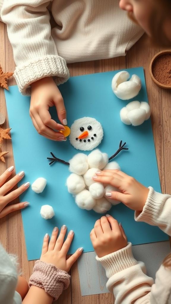 Schneemann aus Watte Kinder basteln