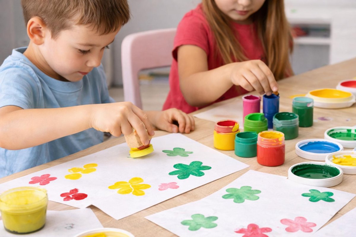 Kinder machen eigene Stempel