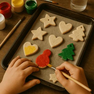 Kinder gestalten Salzteig Weihnachtsanhänger