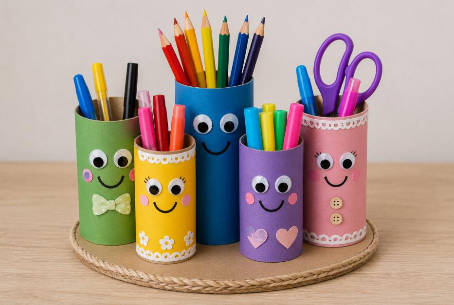 Stiftehalter aus Klopapierrollen