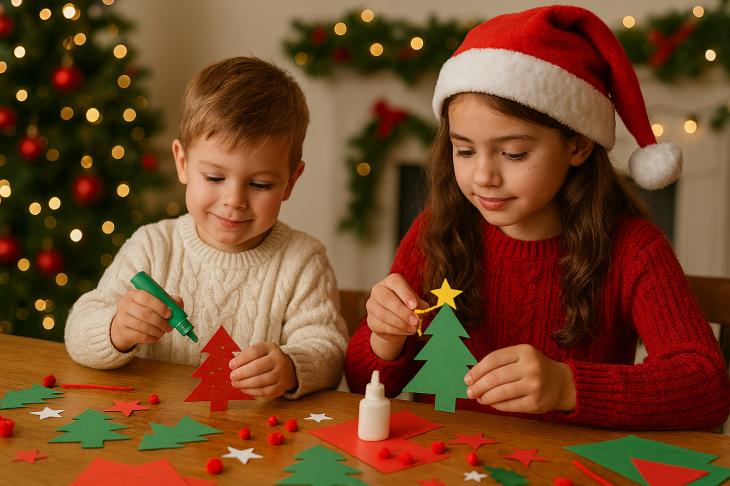 Kinder basteln Tannenbäume Weihnachten