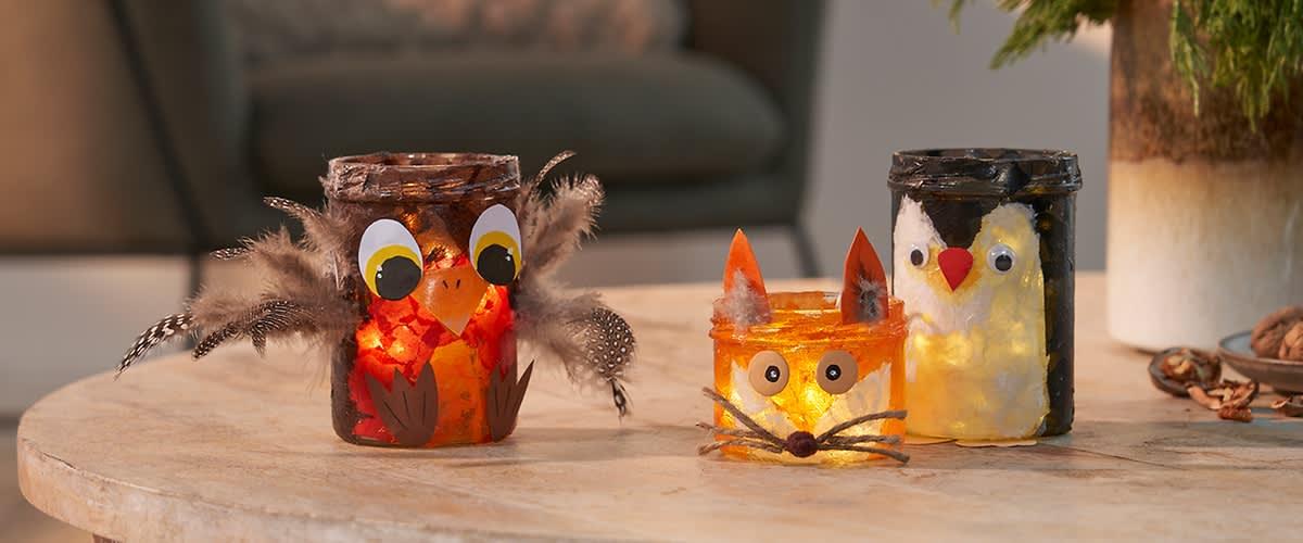 Tierisches Windlicht basteln Kinder
