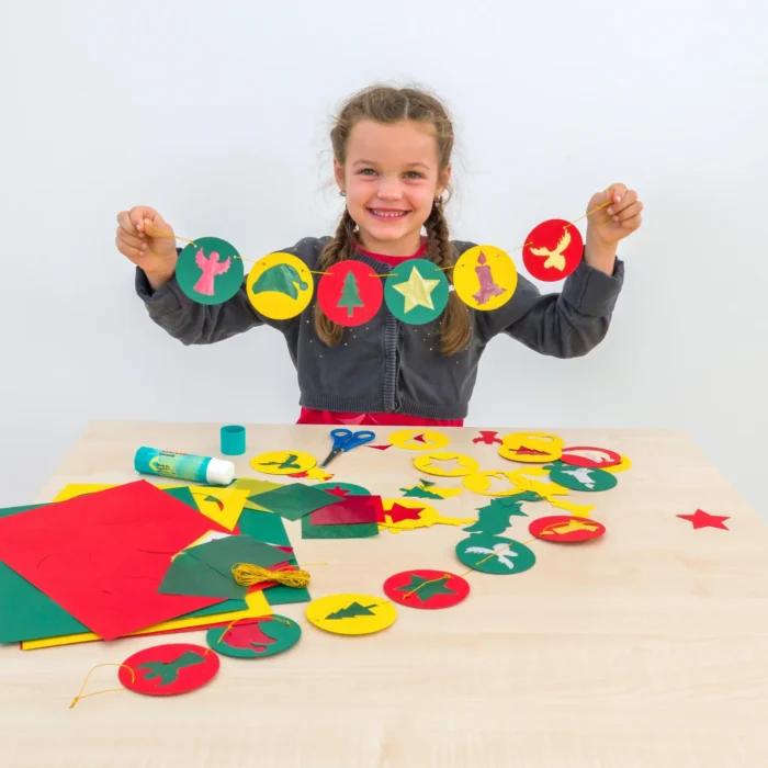 Papiergirlande Weihnachten basteln Kinder
